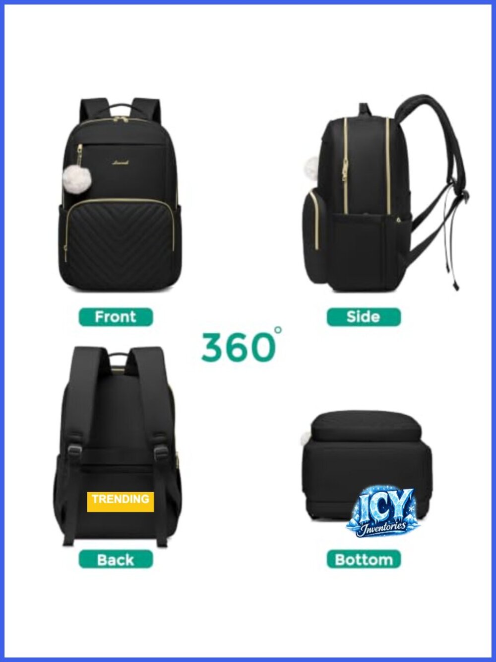 17.3" Laptop Backpack Anti Theft Large Capacity School Bookbag College Backpack - Picture 5 of 5